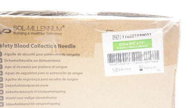 SOL-Millennium 110201030031 Blood Collection Ndle 21G x 3/4 x 12inch- Box of 200